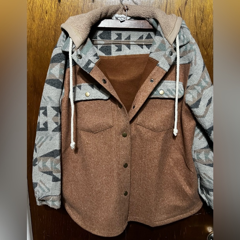 DAVI & DANI Brown and Gray Utility Jacket